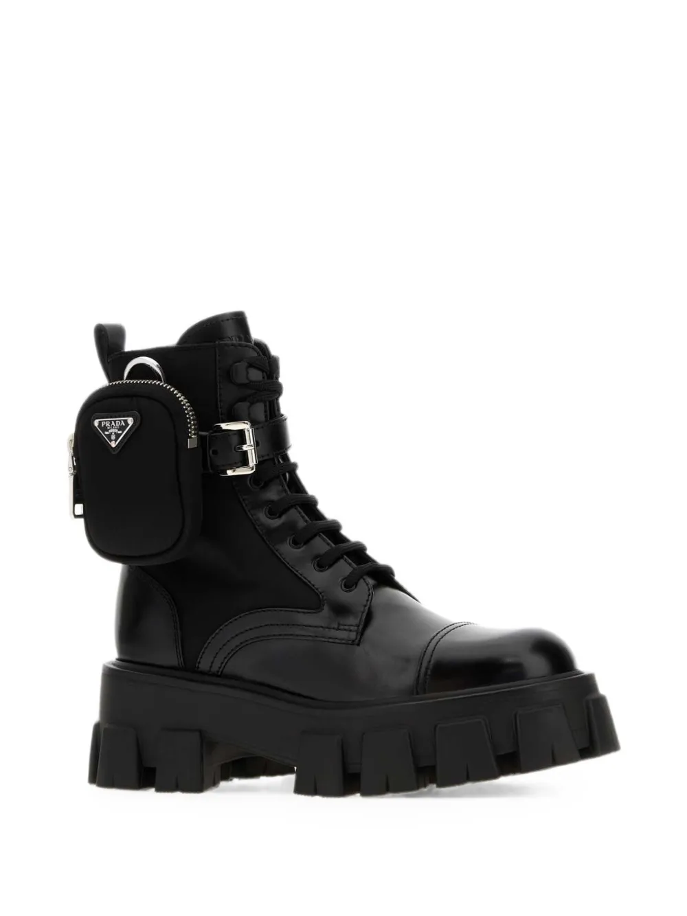 Prada Monolith pouch ankle boots Zwart
