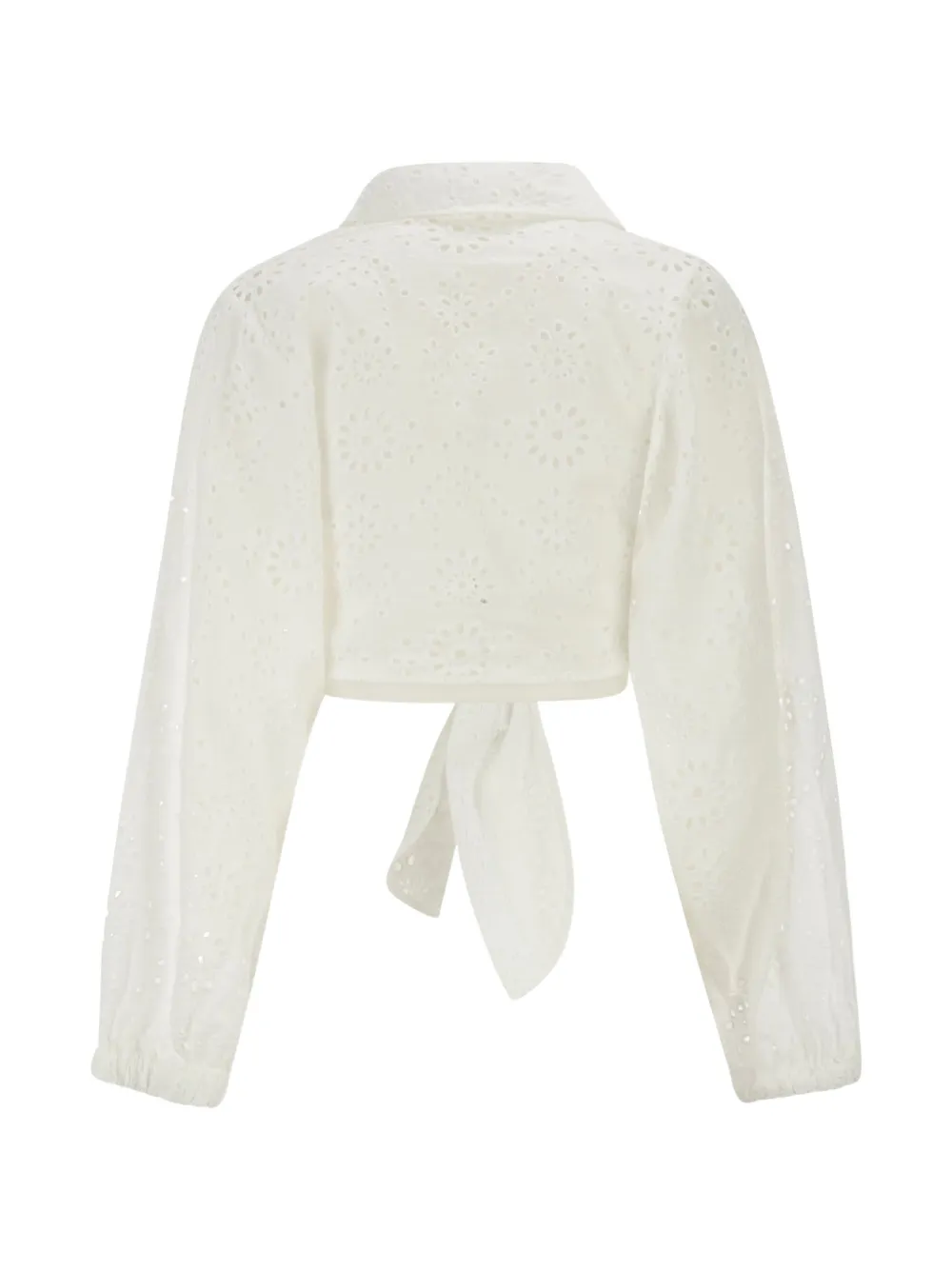 MC2 Saint Barth Broderie anglaise blouse met gestrikte voorkant Wit