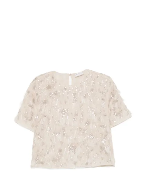 Brunello Cucinelli t-shirt à sequins en fil coupé