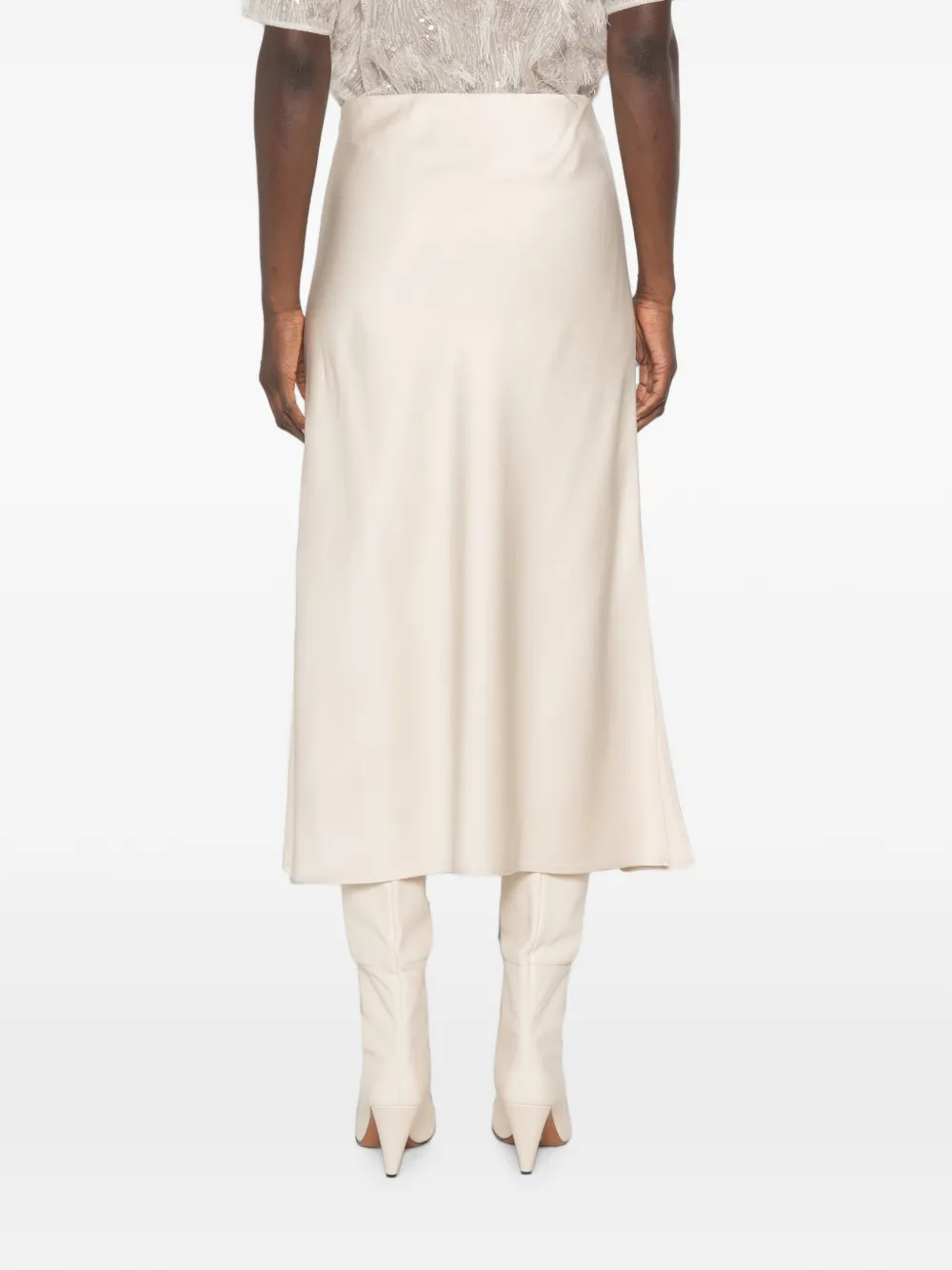 Brunello Cucinelli Rok met zijsplit en satijnen afwerking Beige