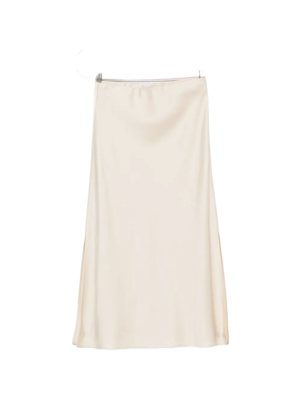 Brunello Cucinelli satin-finish side-slit midi skirt - Toni neutri