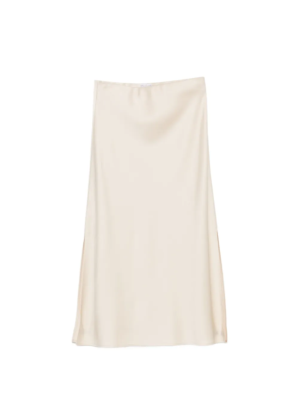 Brunello Cucinelli satin-finish side-slit midi skirt - Nude