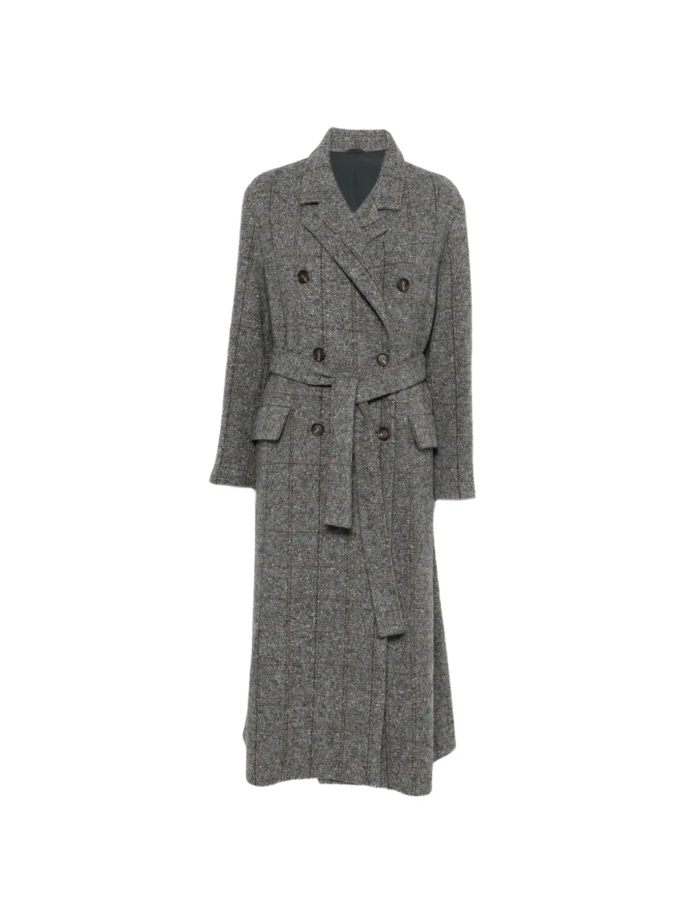 Brunello Cucinelli checked double-breasted coat - Grau