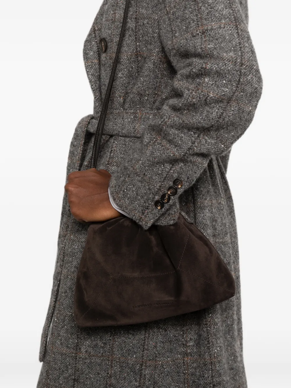 Brunello Cucinelli Crossbodytas met trekkoordsluiting Bruin