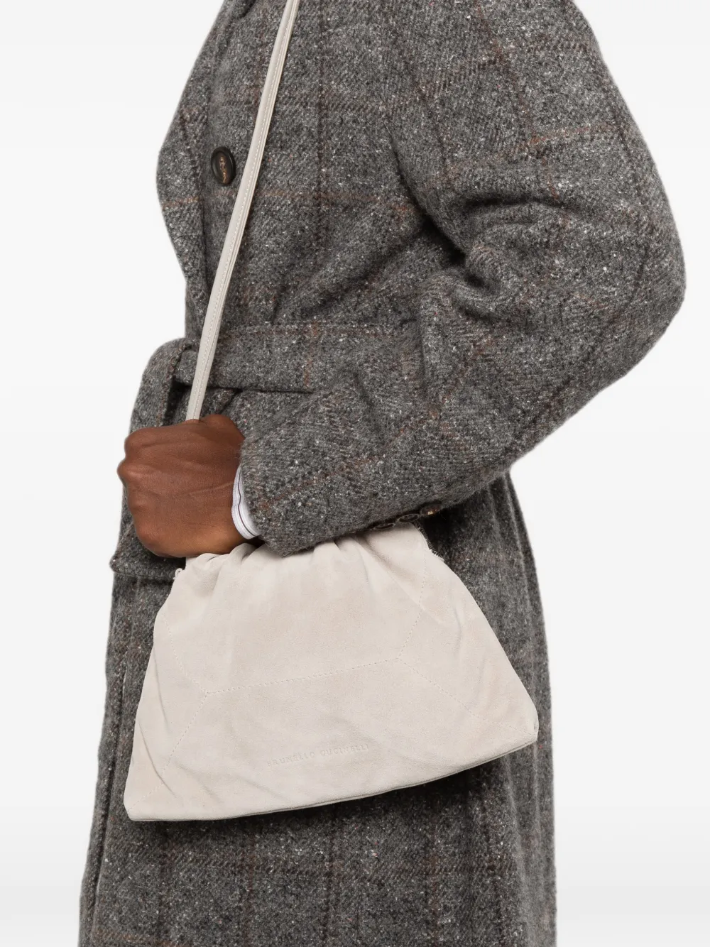 Brunello Cucinelli Crossbodytas met trekkoordsluiting Wit