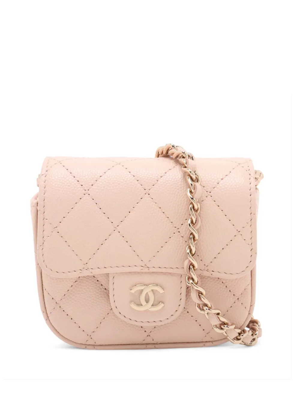 CHANEL Pre-Owned Borsa a tracolla mini in pelle Caviar con catena 2019 - Rosa