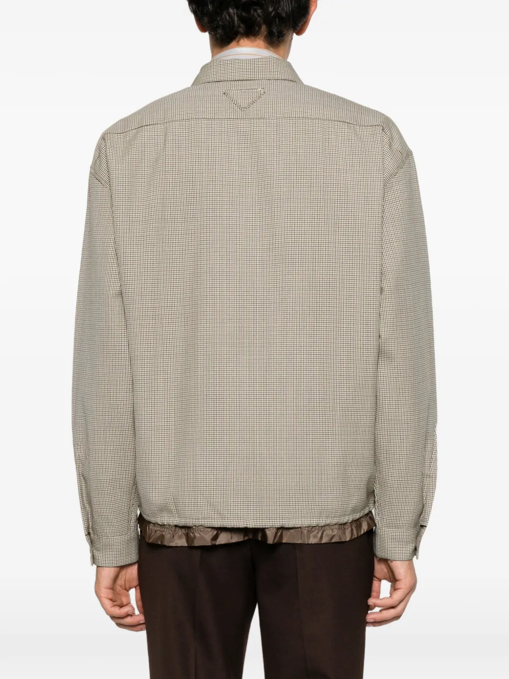 Prada houndstooth-pattern zip-up shirt Beige