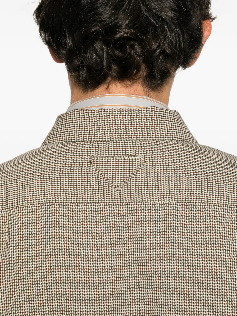 Prada houndstooth-pattern zip-up shirt Beige