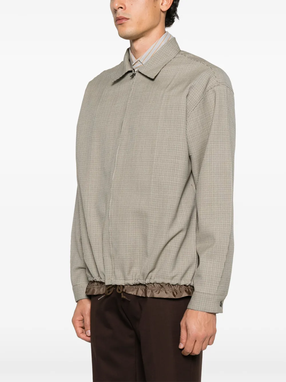 Prada houndstooth-pattern zip-up shirt Beige