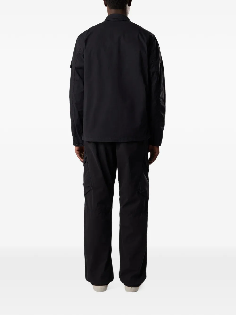 Stone Island 1200003 stretch katoenen-twill overhemd Zwart