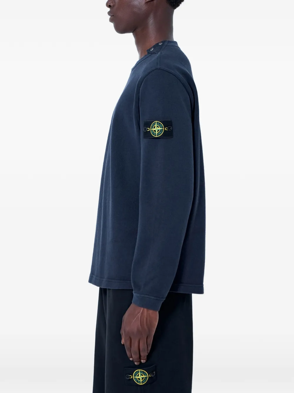 Stone Island Sweater met logopatch en knoopdetail Blauw
