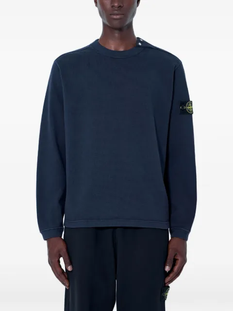 Stone Island logo-patch button-detail sweatshirt