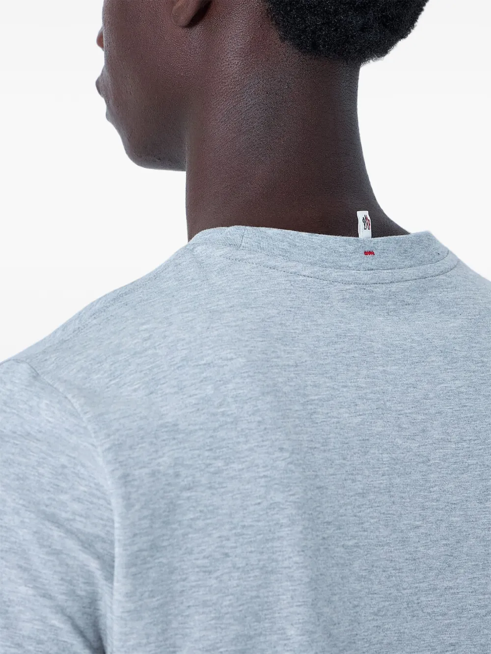 Moncler Drie T-shirts van katoenblend met logo-patch Grijs