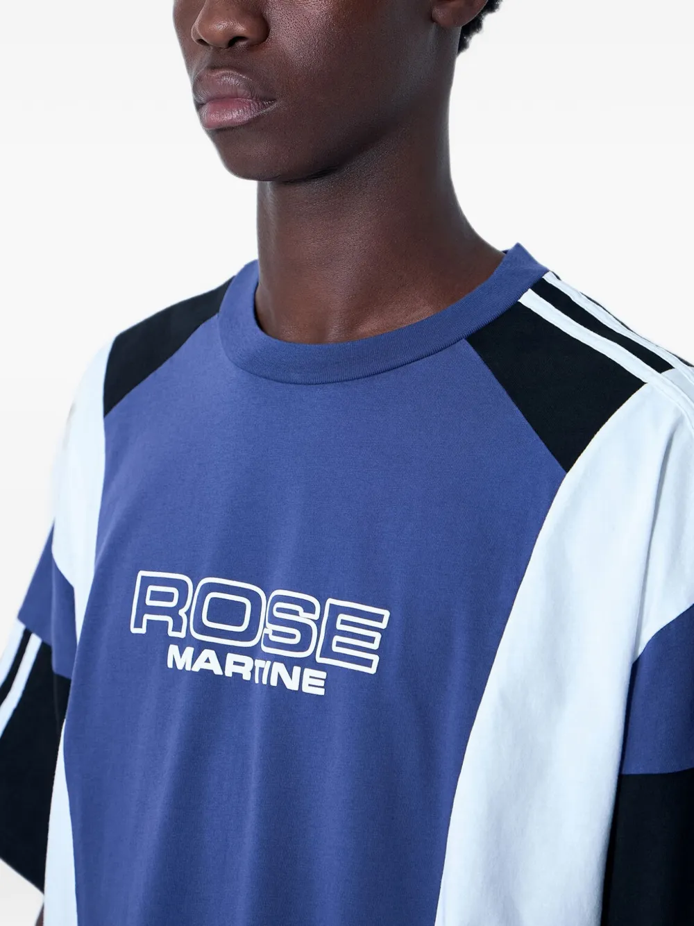 Martine Rose T-shirt met logo-patroon en vlakken Blauw