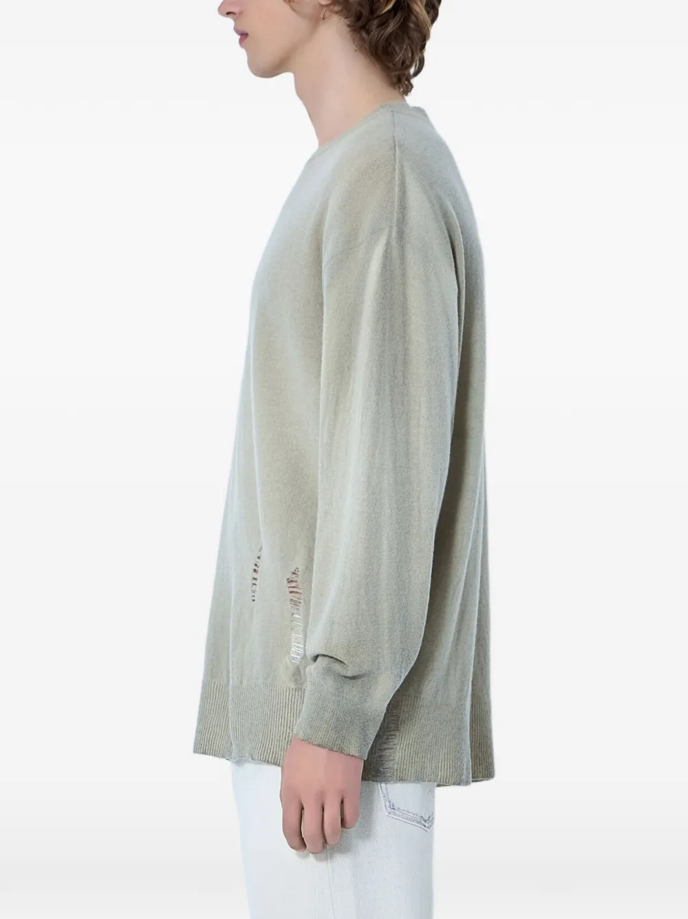 OUR LEGACY Slant Knit gerafelde trui Grijs