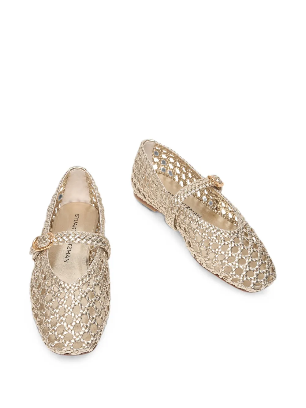 Stuart Weitzman Prim woven Mary Jane shoes Goud