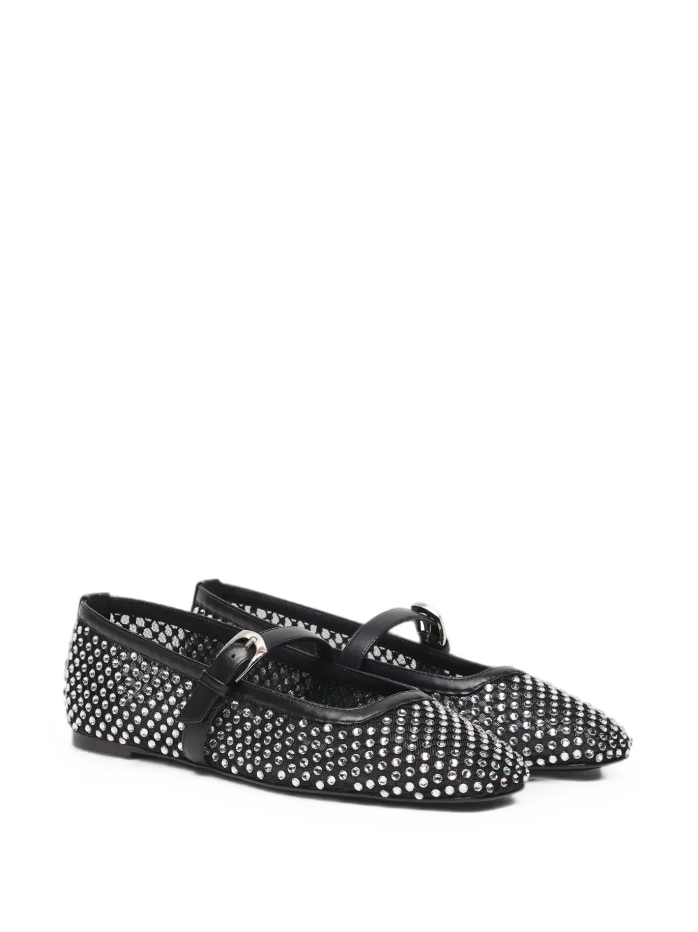 Stuart Weitzman crystal-embellished mesh ballet flats Zwart