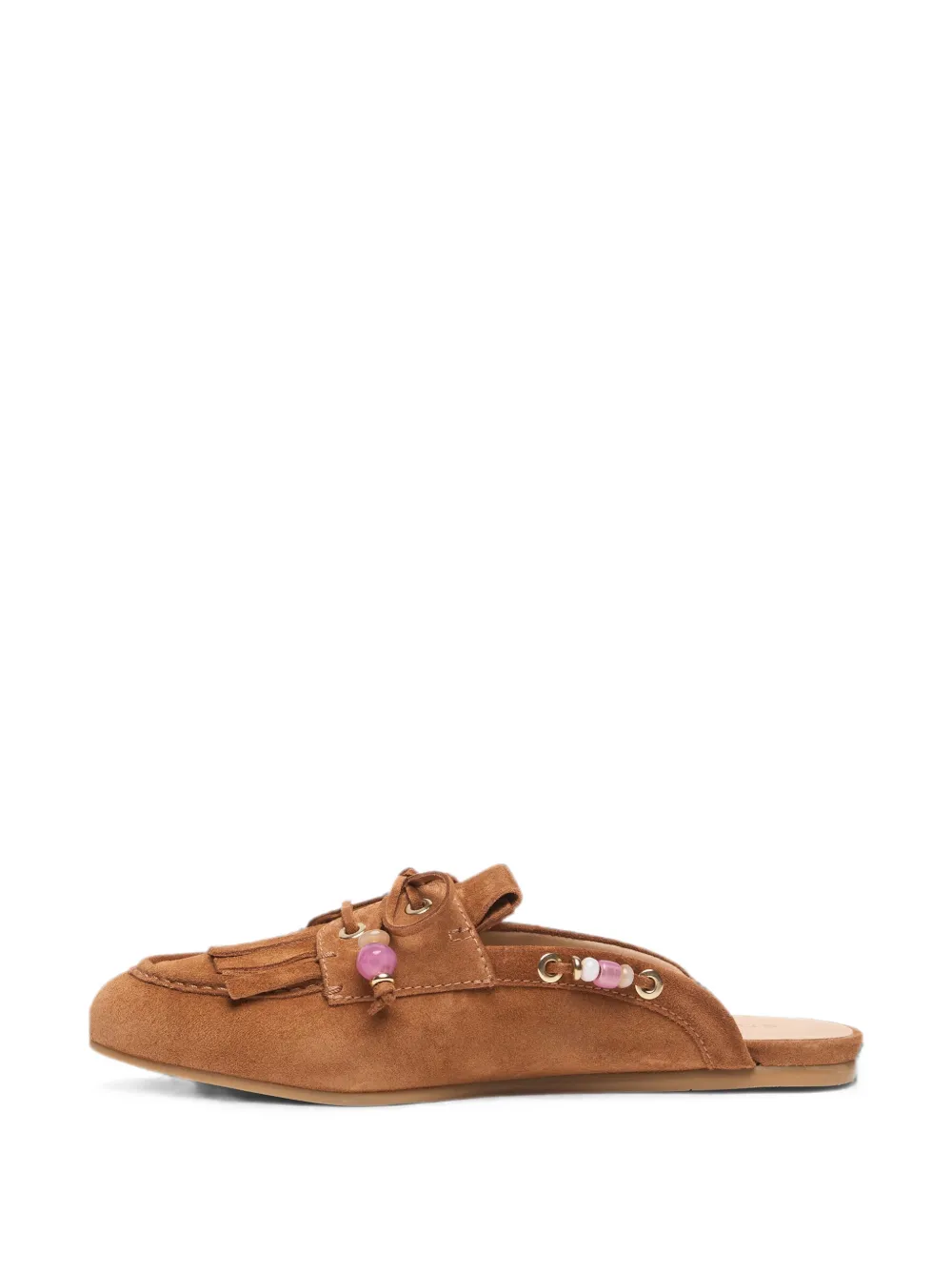 Stuart Weitzman Majorca Tinsley bead-embellished fringe mules Bruin