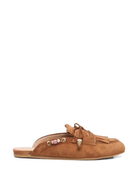 Stuart Weitzman Majorca Tinsley bead-embellished fringe mules