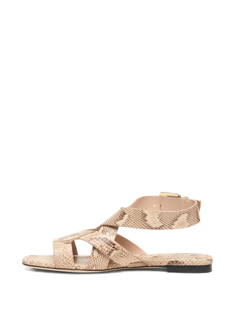 Stuart Weitzman snake-effect square-toe sandals Beige