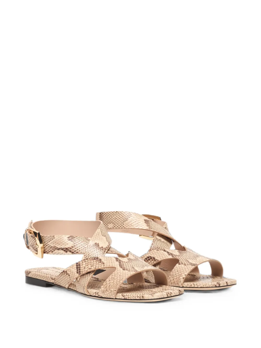 Stuart Weitzman snake-effect square-toe sandals Beige