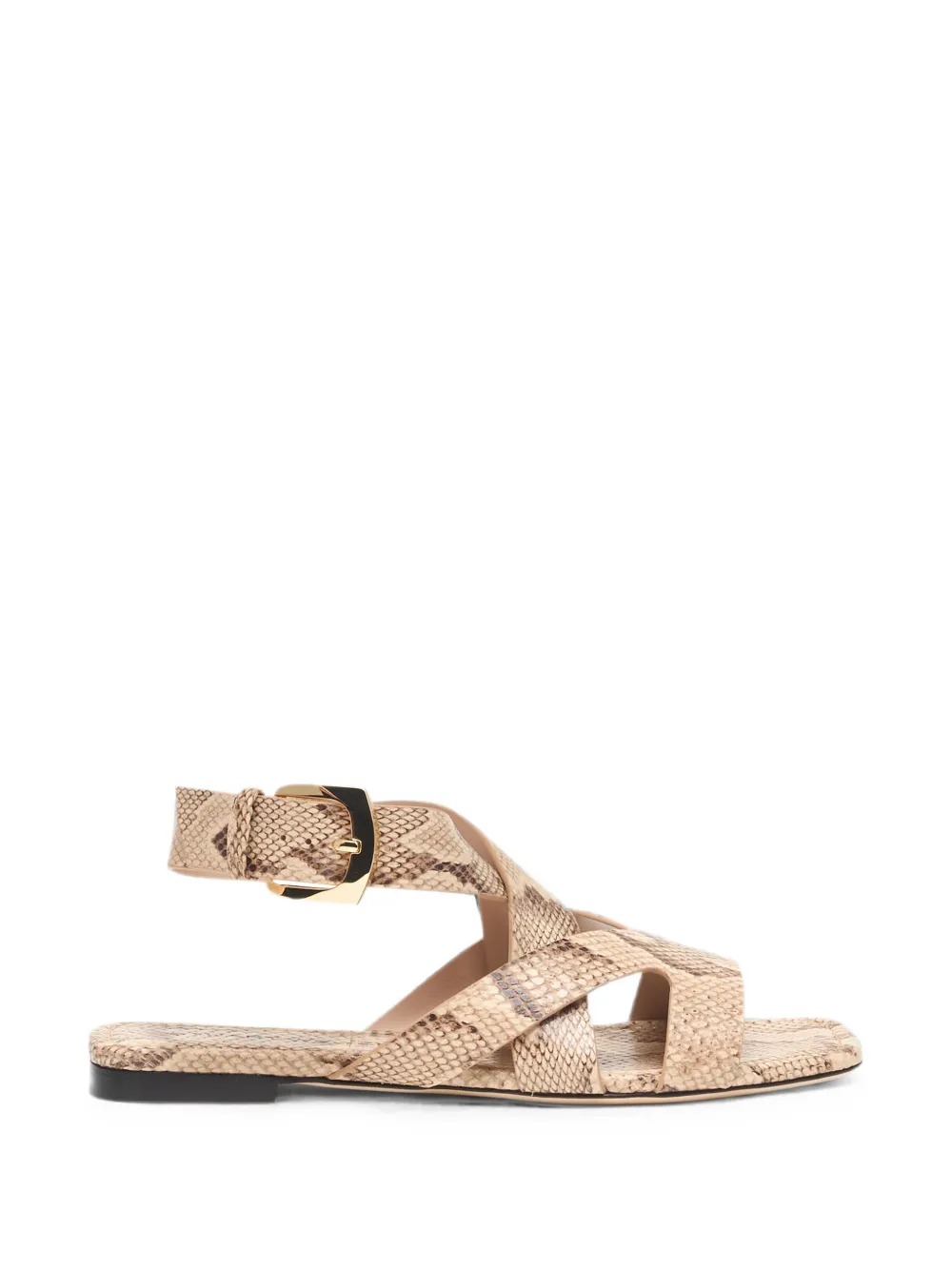 Stuart Weitzman snake-effect square-toe sandals Beige