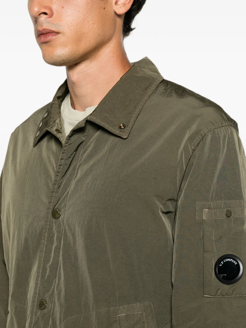 C.P. Company Shirtjack met geborduurd logo en Lens-detail Groen