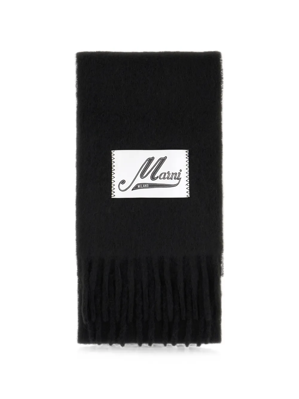 Marni Sciarpa con frange e applicazione logo - Nero