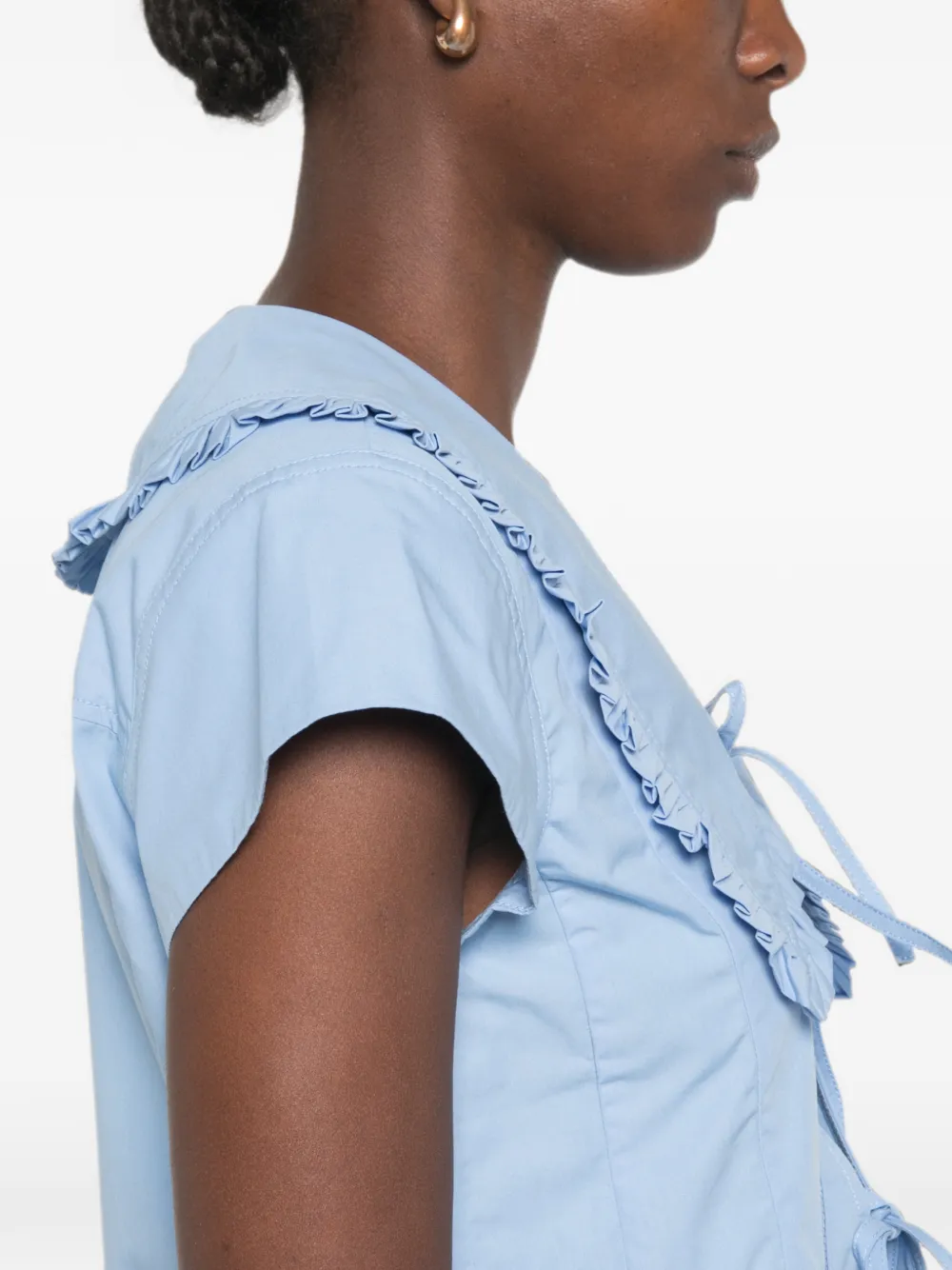 GANNI Blouse met ruches Blauw
