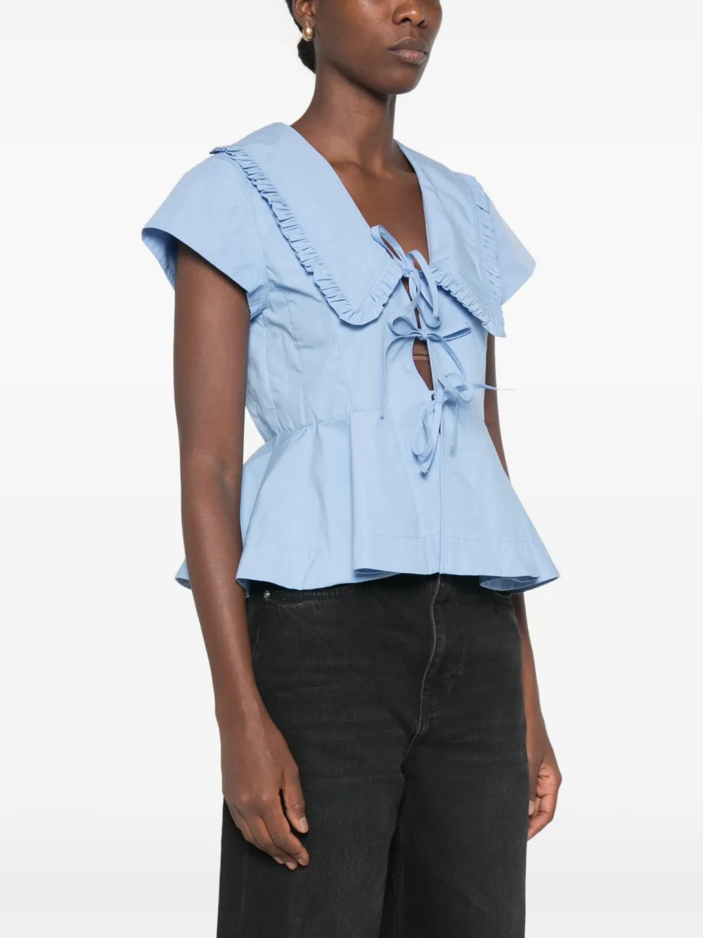 GANNI Blouse met ruches Blauw