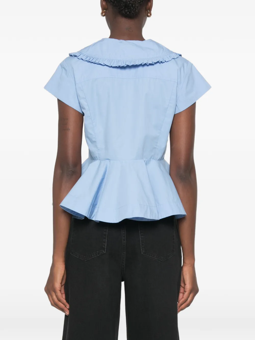 GANNI Blouse met ruches Blauw