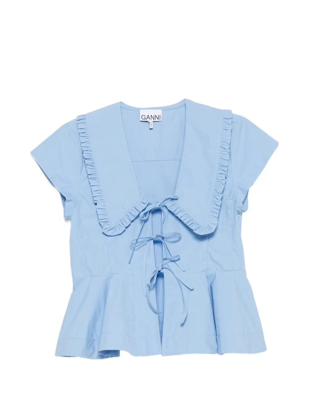 GANNI ruffled peplum blouse - Blu