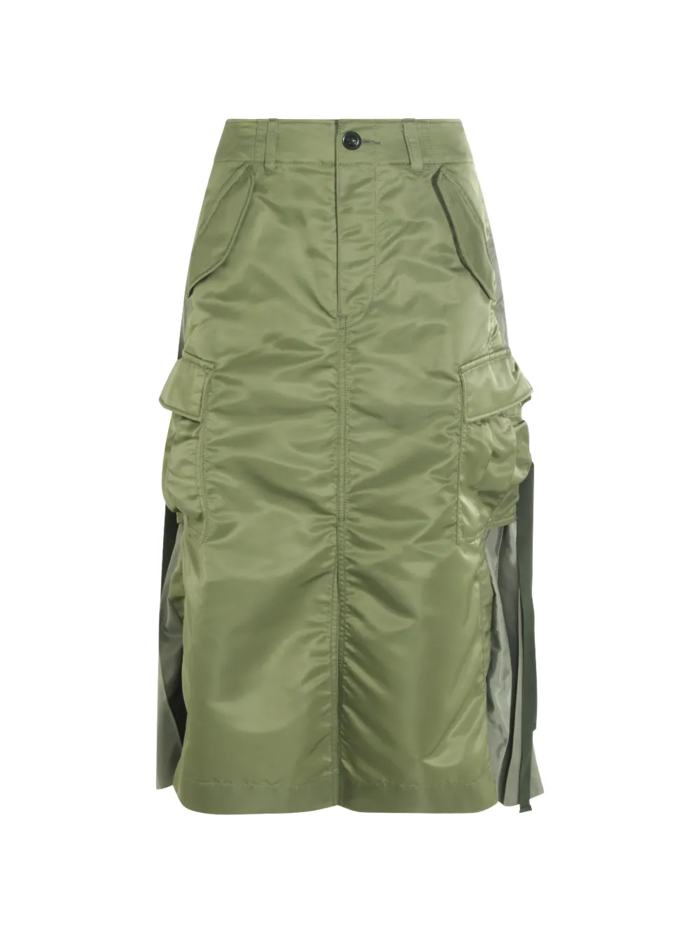 sacai pleated-panel cargo midi skirt - Verde