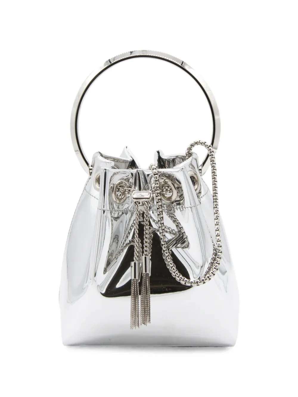 Jimmy Choo Borsa a secchiello Bon Bon mini con effetto metallizzato - Argento