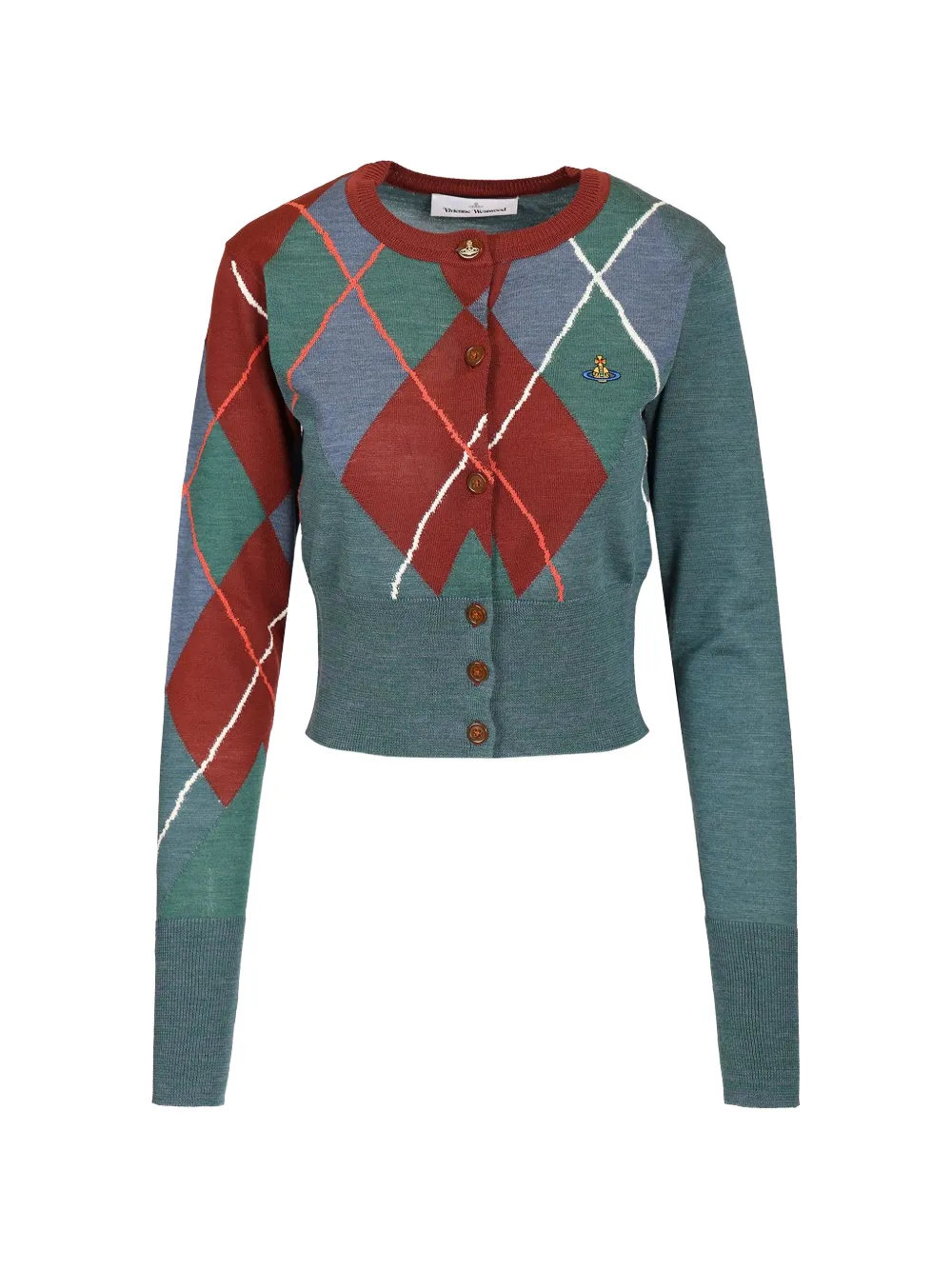 Vivienne Westwood argyle cropped cardigan - Verde