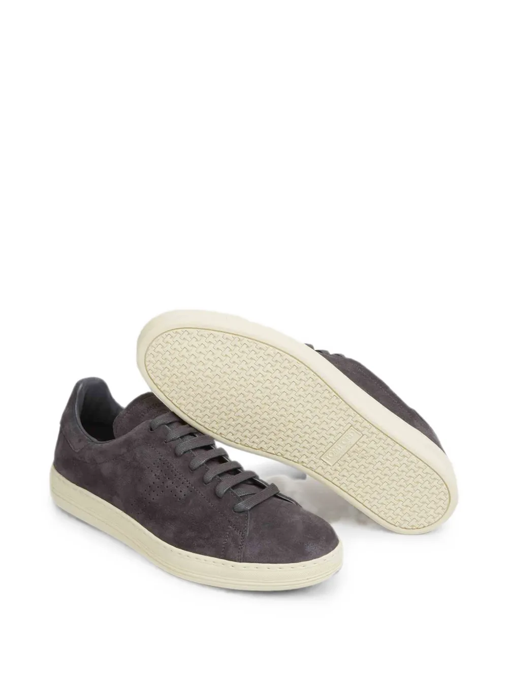 TOM FORD perforated-logo suede sneakers Grijs