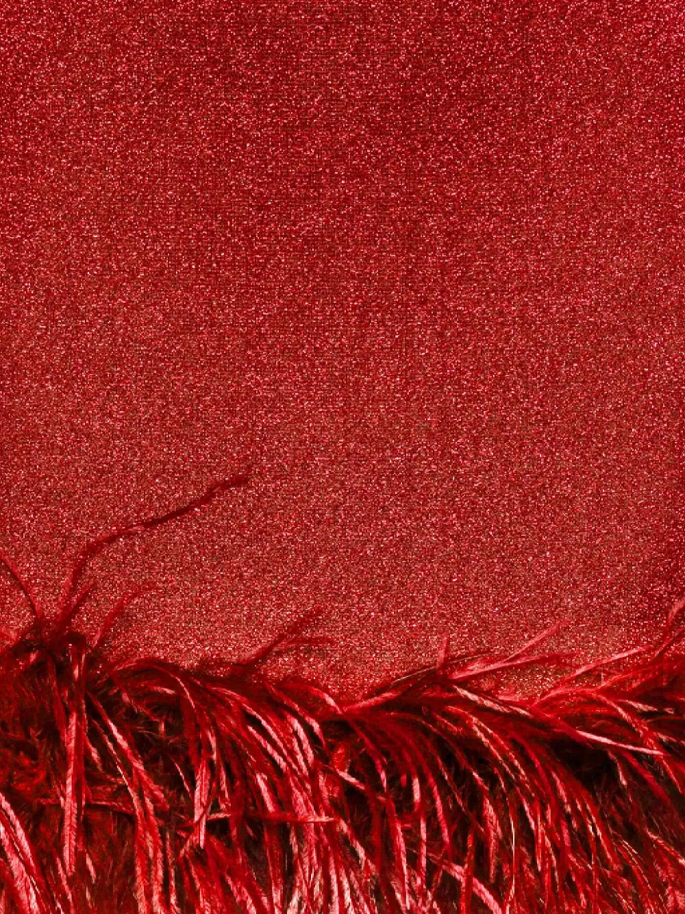Oséree Lumière Plumage jurk met veren afwerking Rood