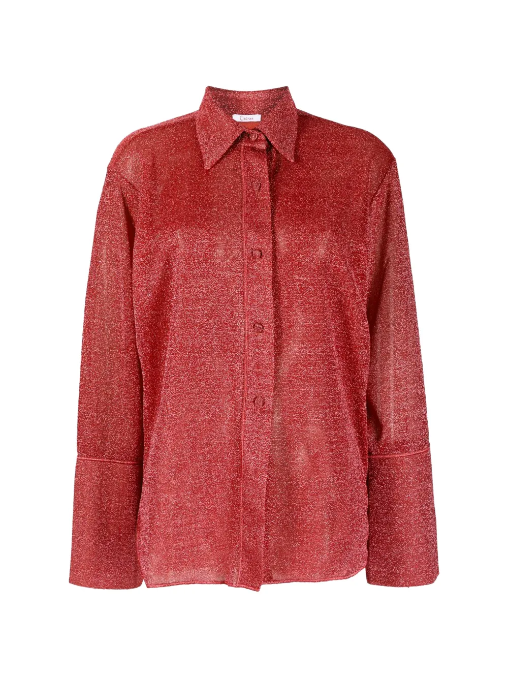 Oseree Metallic-effect Button-up Shirt In Red