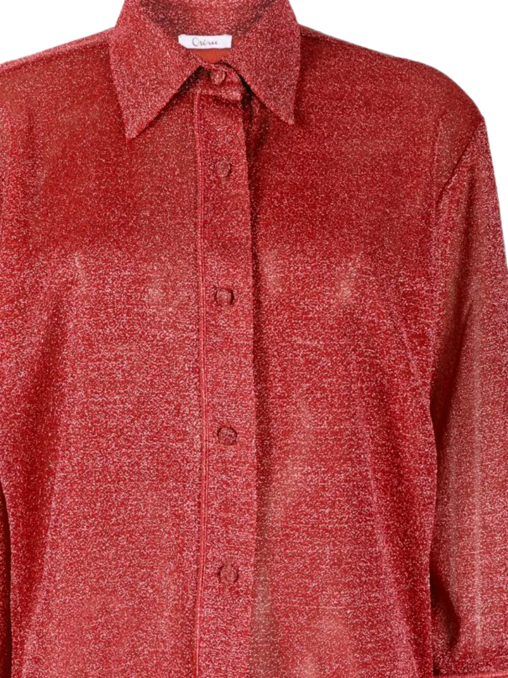 Oséree Button-down blouse met metallic-effect Rood