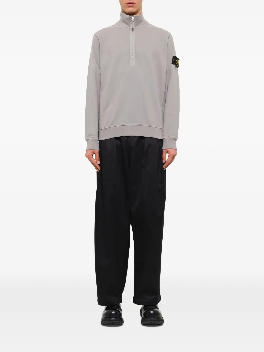 Stone Island 6100068 geborstelde katoenen-fleece sweater Grijs
