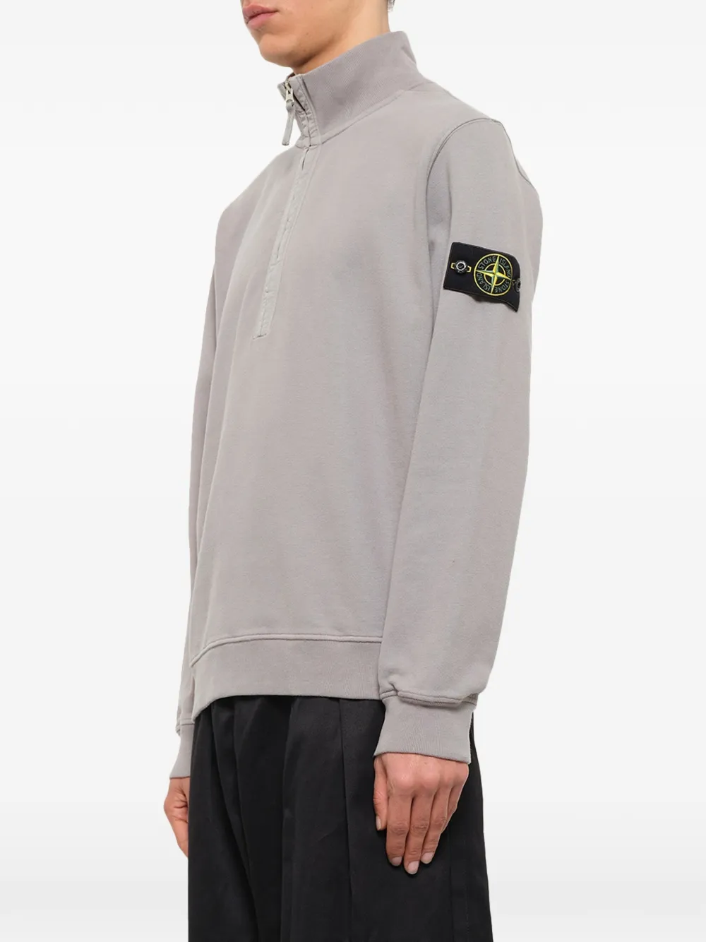 Stone Island 6100068 geborstelde katoenen-fleece sweater Grijs
