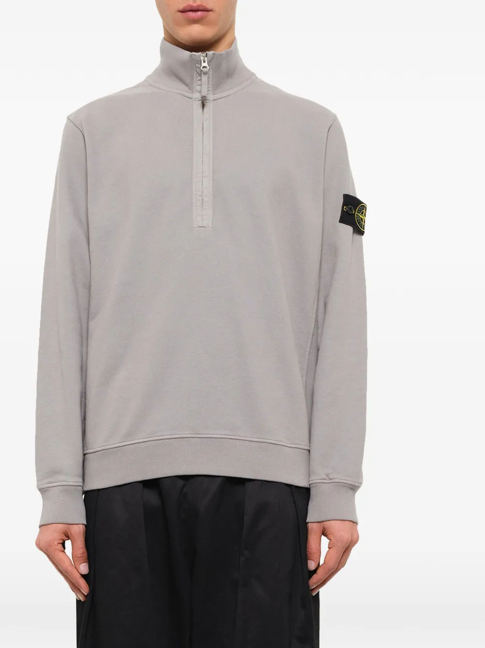 Stone Island 6100068 geborstelde katoenen-fleece sweater Grijs