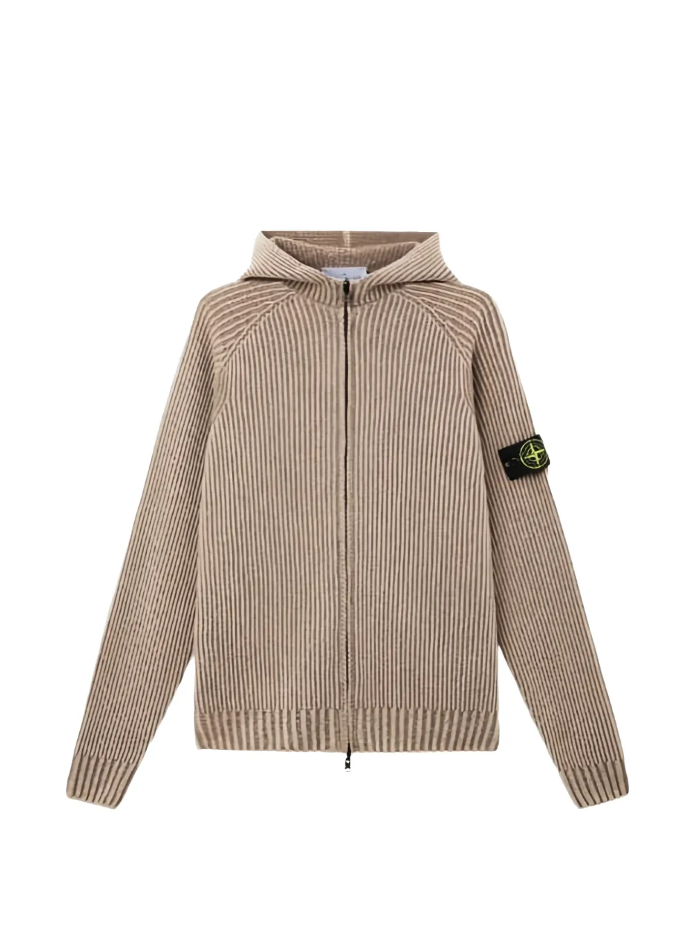 Stone Island ribbed-knit Compass-patch hoodie - Toni neutri