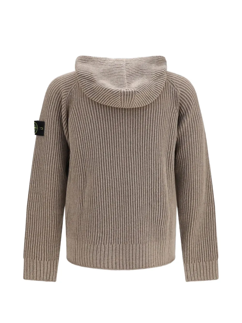 Stone Island Ribgebreide hoodie met Compass-patch Beige