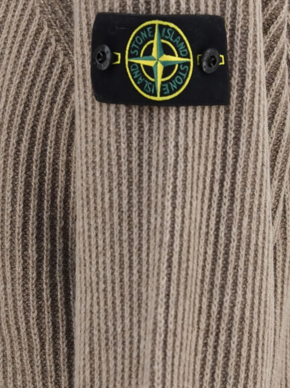 Stone Island Ribgebreide hoodie met Compass-patch Beige
