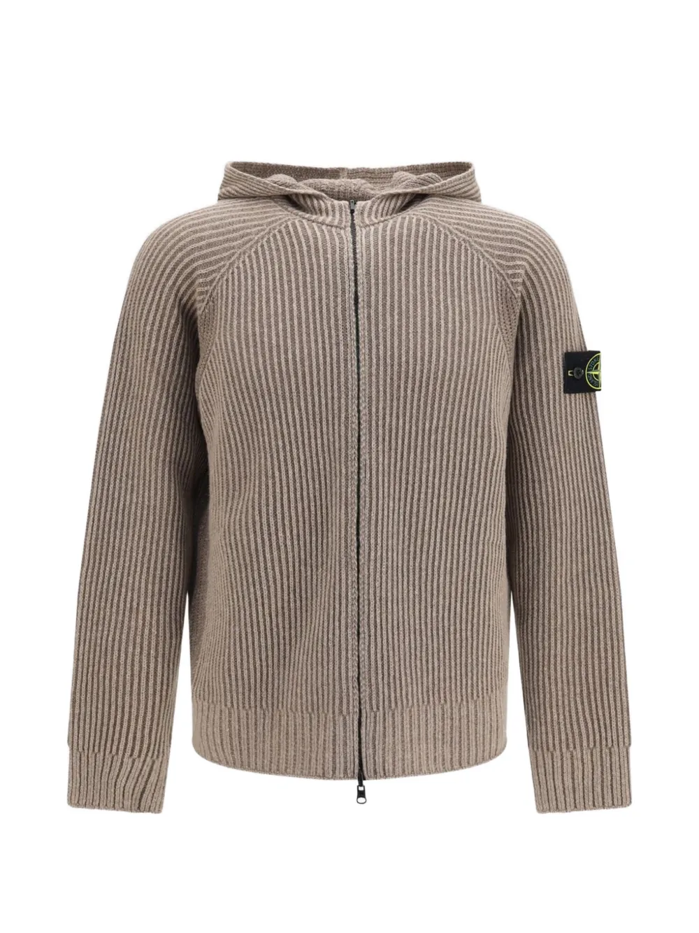 Stone Island Ribgebreide hoodie met Compass-patch Beige