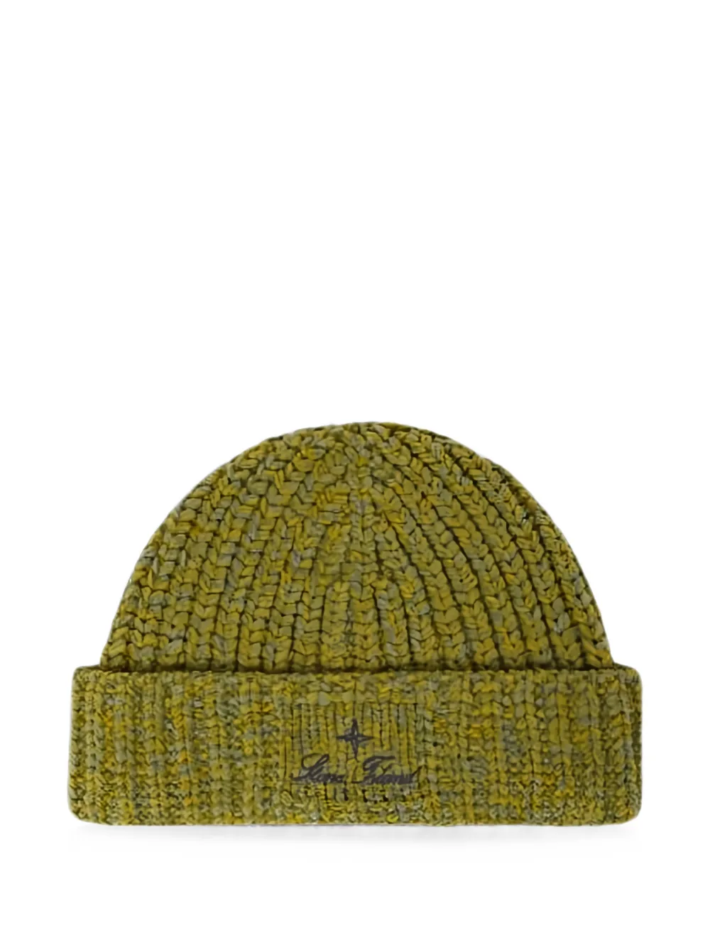 Stone Island N100001 mouliné-cotton-chenille beanie with archival-script-logo embroidery - Verde