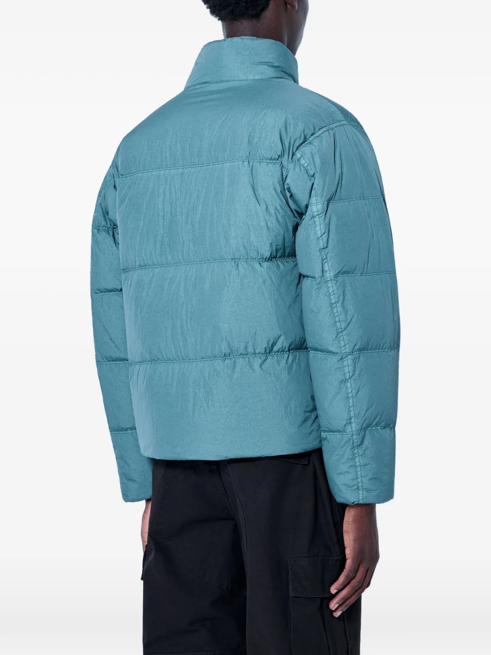 Stone Island 4100109 NY donsjack met gekreukt effect Groen