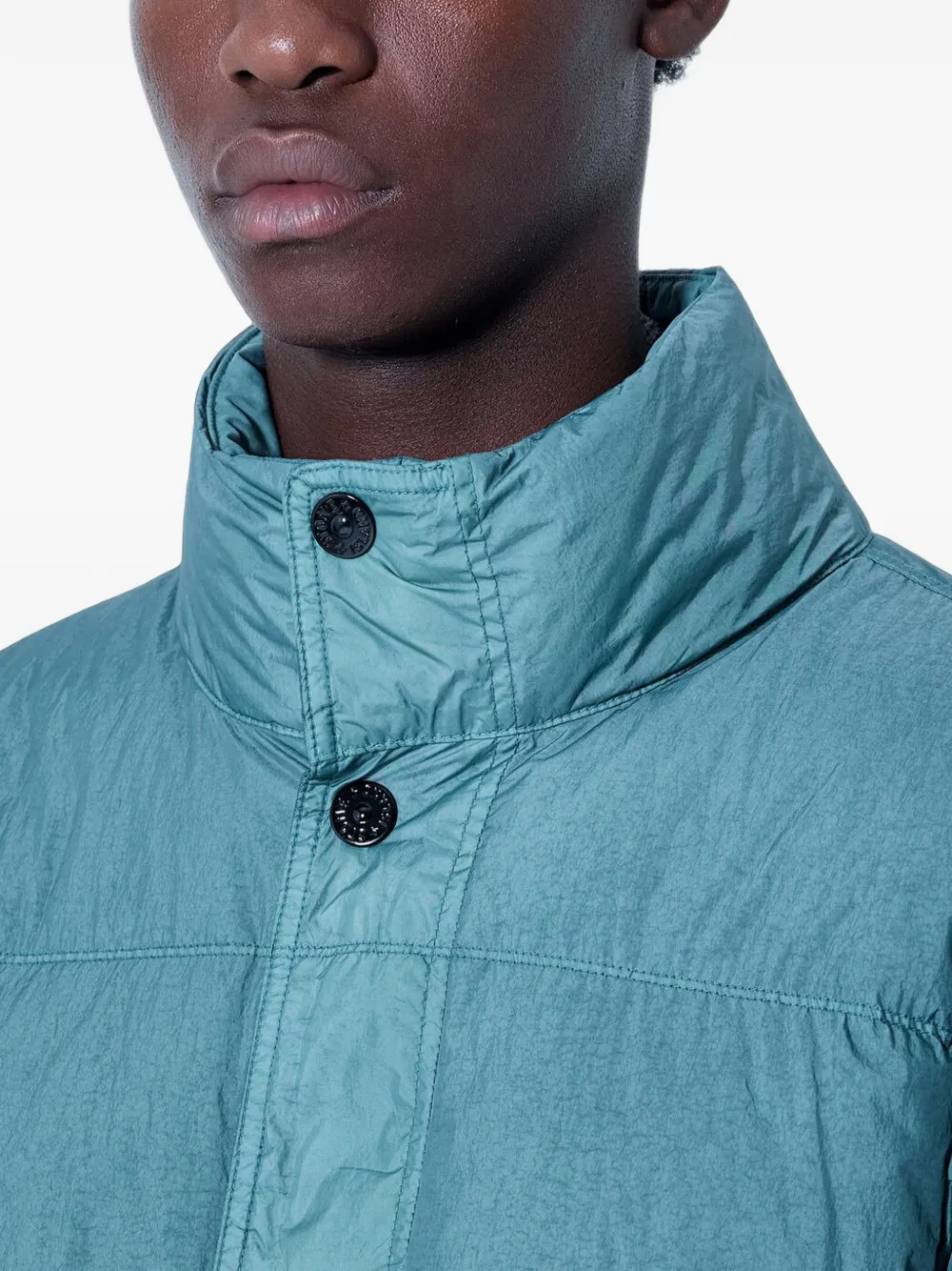 Stone Island 4100109 NY donsjack met gekreukt effect Groen
