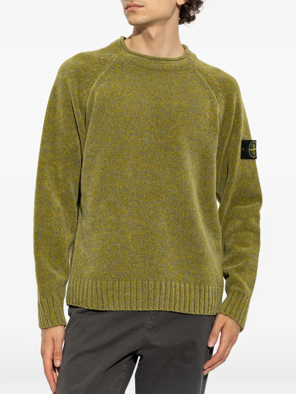 Stone Island 5100013 mouliné trui van katoenen chenille Groen